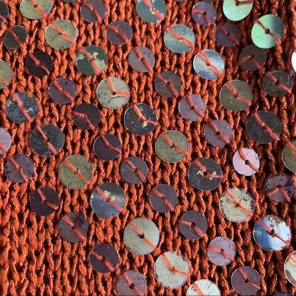 BCBGMaxazria embellished loose knit 3/4 sleeve tunic rustic burnt orange Large - Picture 6 of 10